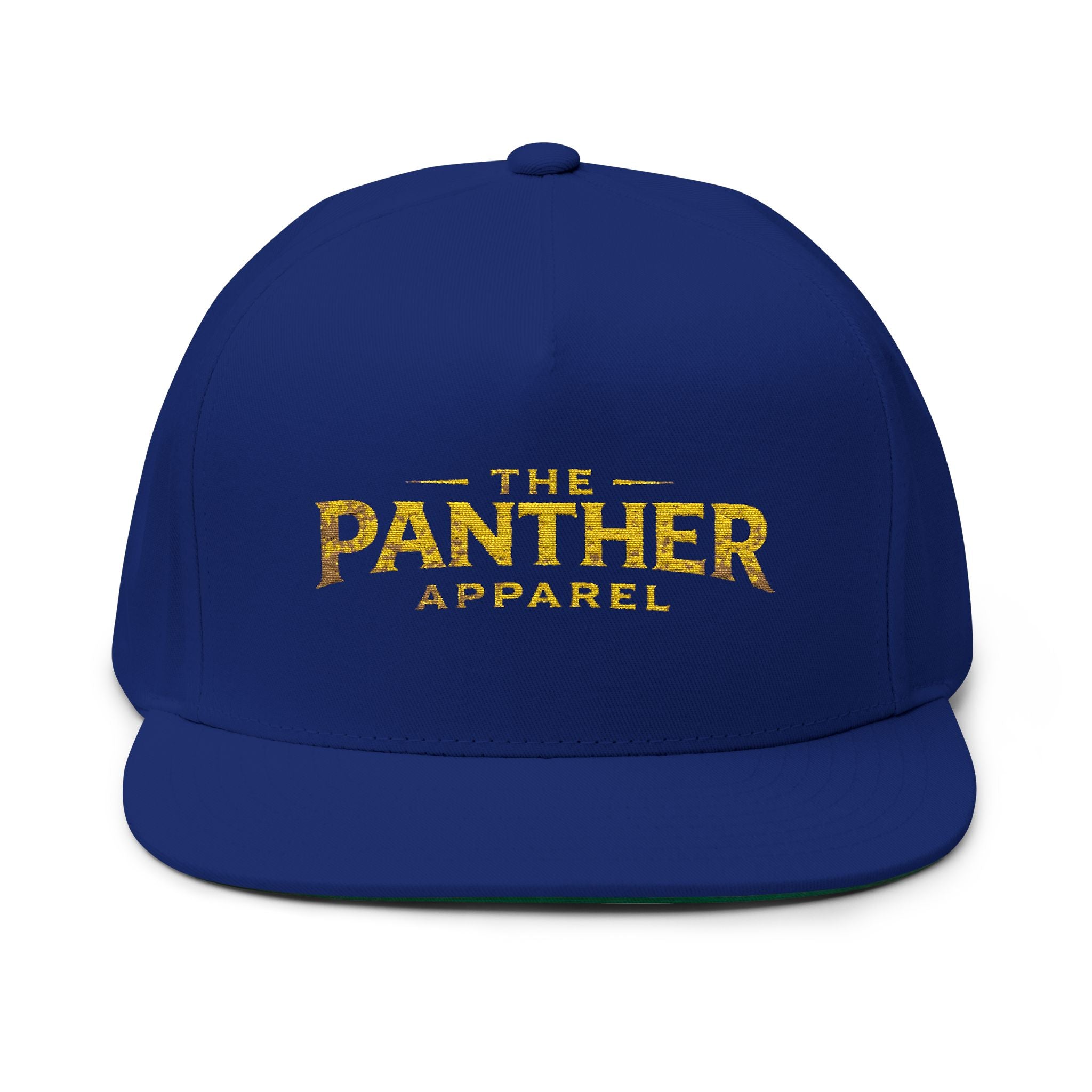 Panther Apparel Embroidered Flat Bill Cap — Gold Floral Logo Snapback