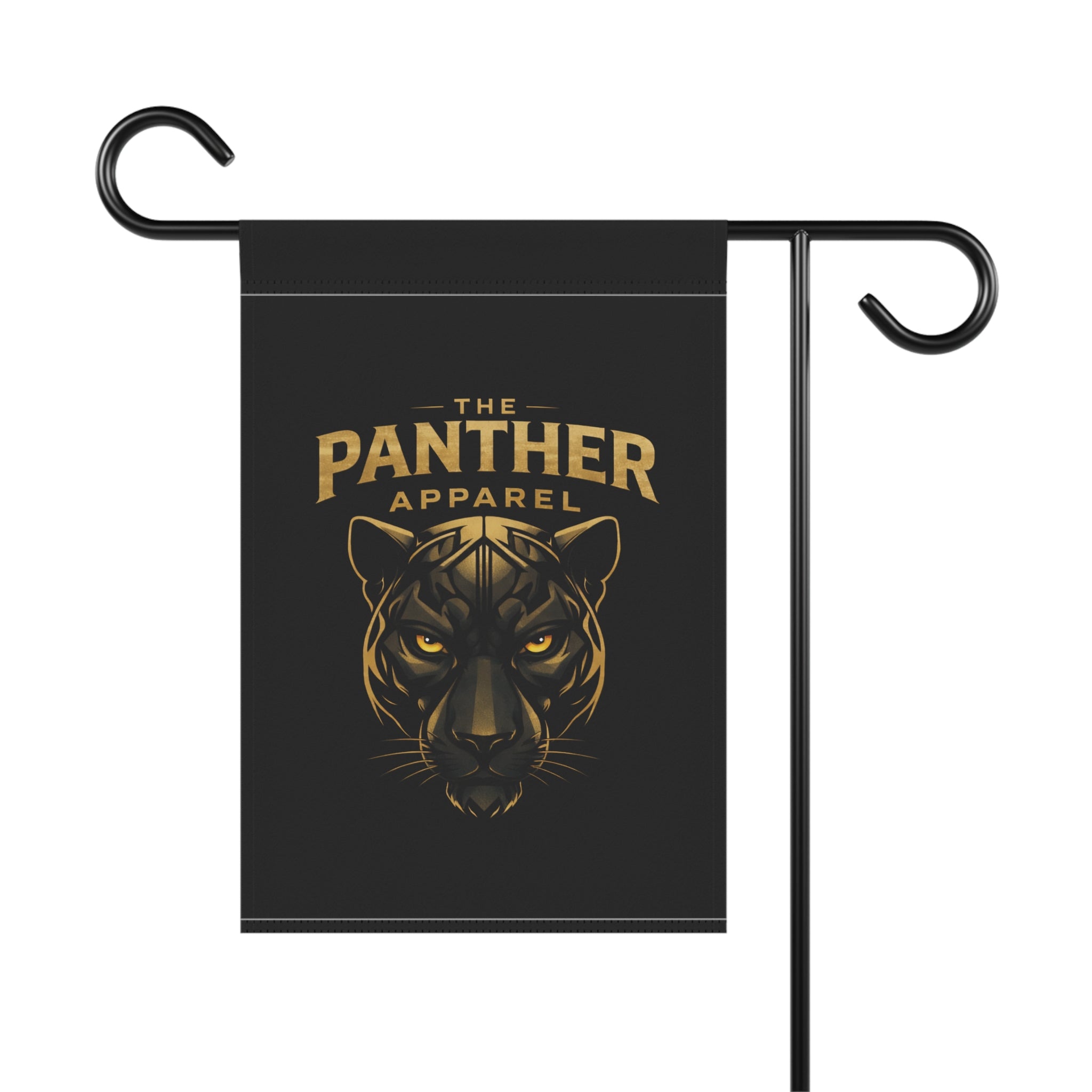 Panther Apparel Garden Flag — Black & Gold Panther Head House Banner