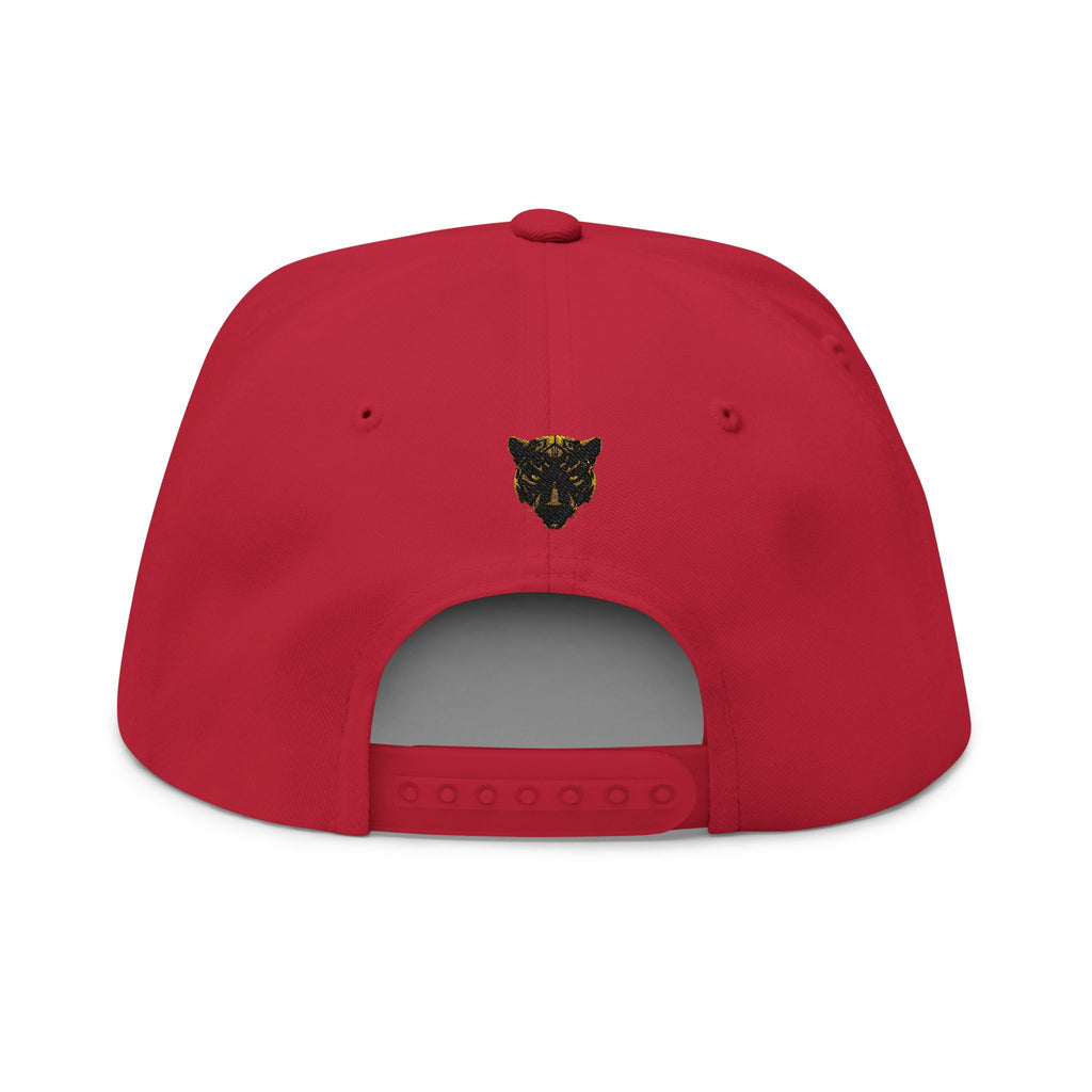 Panther Apparel Embroidered Flat Bill Cap — Gold Floral Logo Snapback