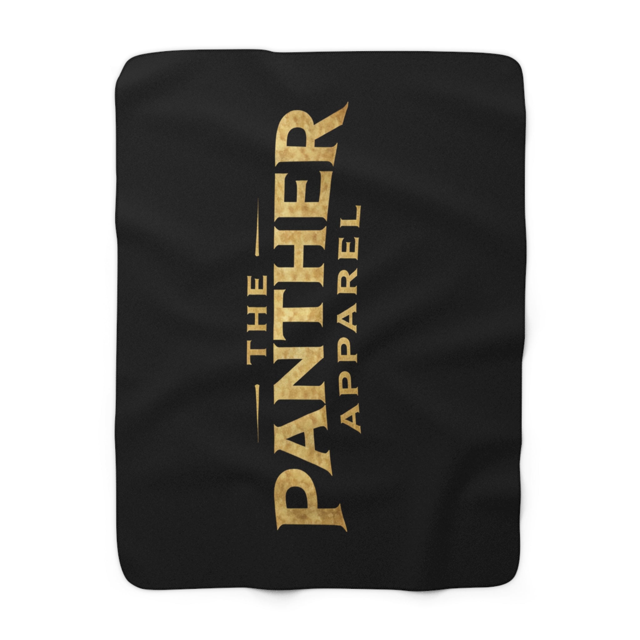 Panther Apparel Sherpa Fleece Blanket — Cozy Black & Gold Logo Throw