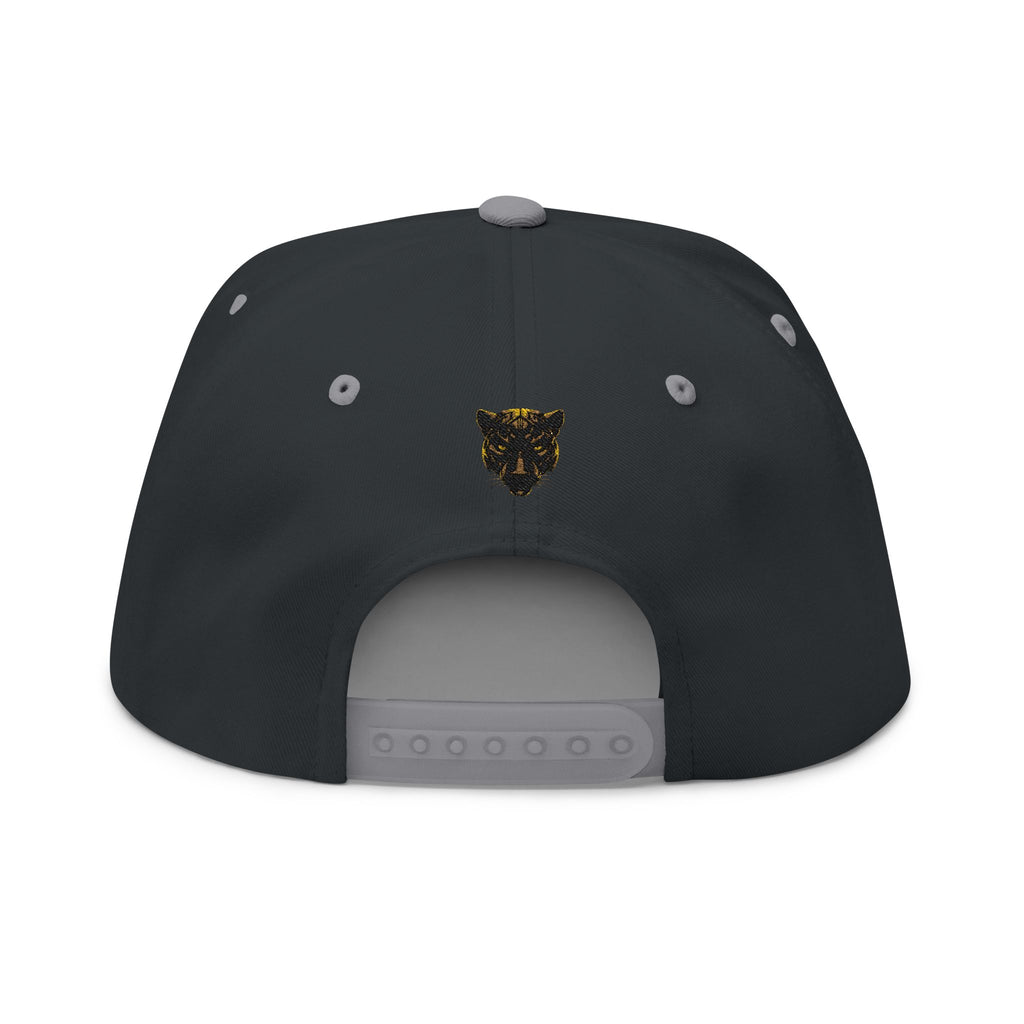 Panther Apparel Embroidered Flat Bill Cap — Gold Floral Logo Snapback
