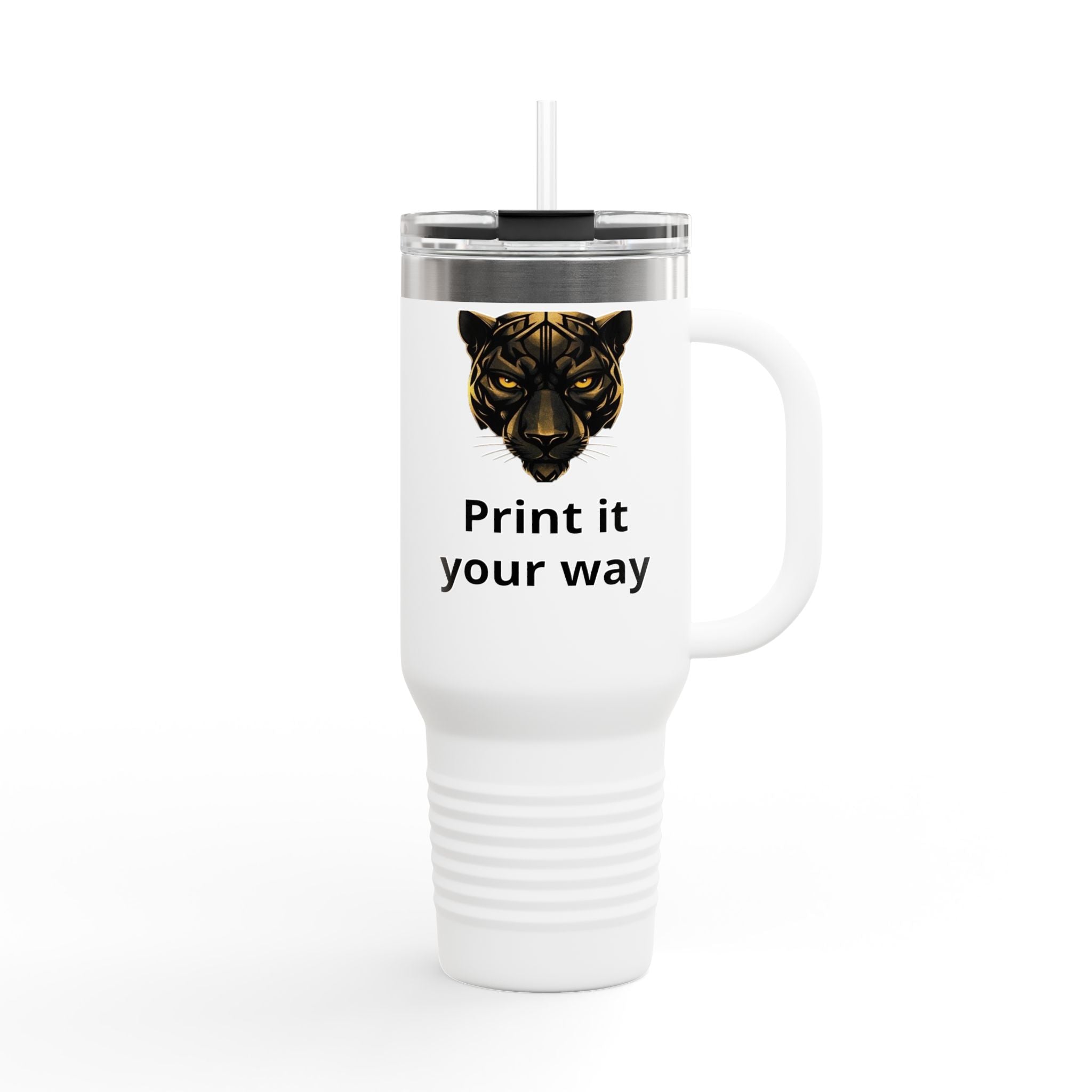 40oz Insulated Travel Mug — Customizable Tiger Print, 'Print It Your Way'