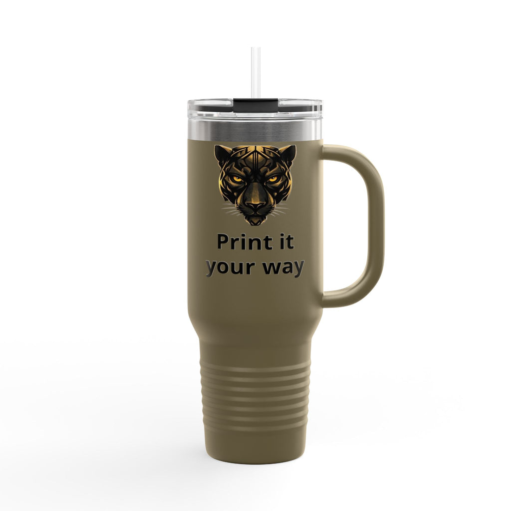 40oz Insulated Travel Mug — Customizable Tiger Print, 'Print It Your Way'