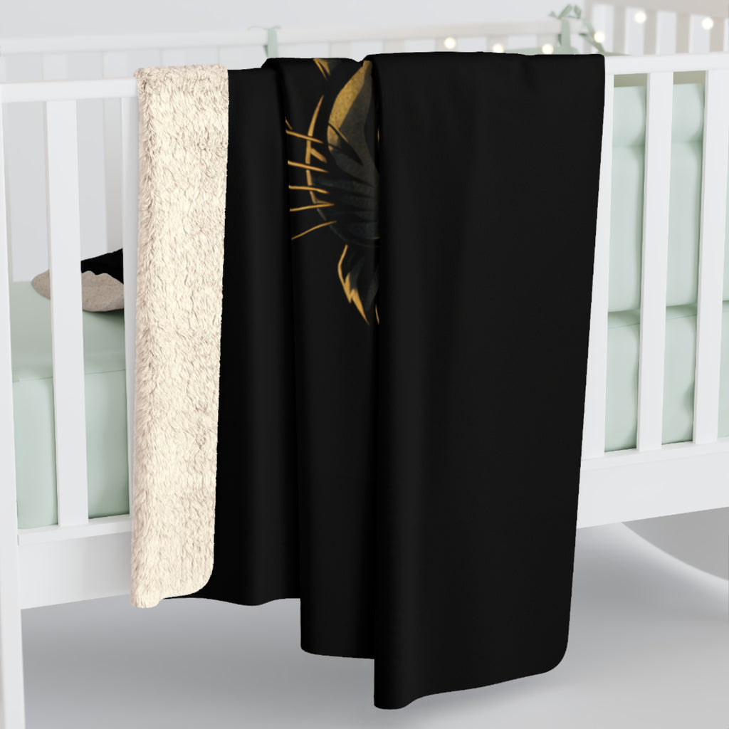 Panther Apparel Sherpa Blanket – Black Panther Head Fleece Throw