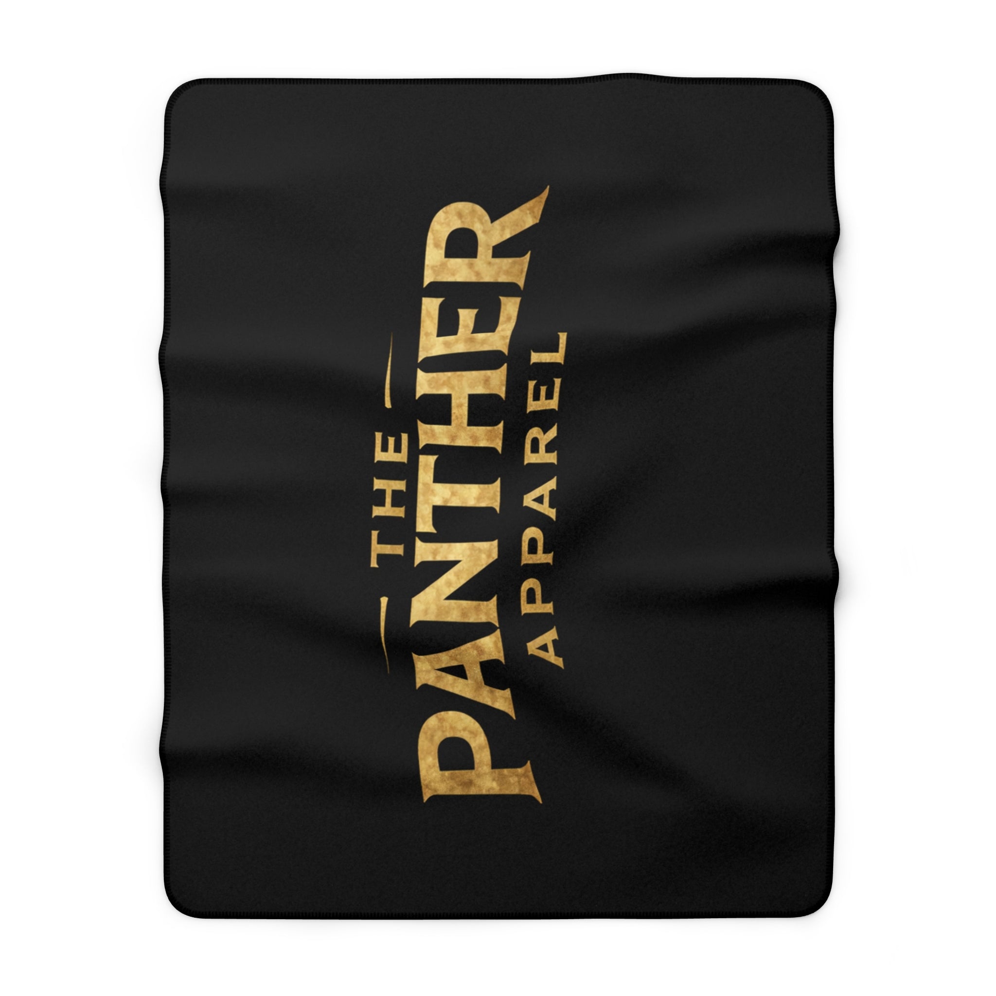 Panther Apparel Sherpa Fleece Blanket — Cozy Black & Gold Logo Throw