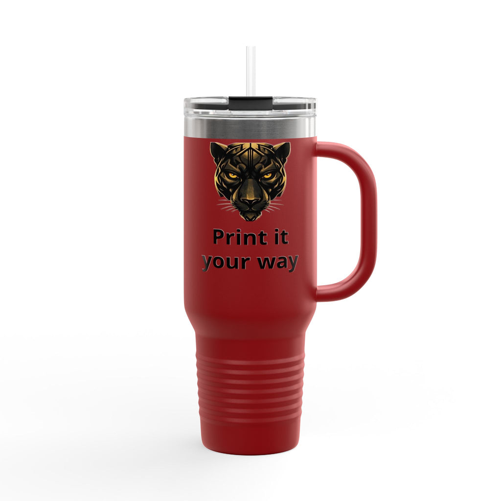 40oz Insulated Travel Mug — Customizable Tiger Print, 'Print It Your Way'