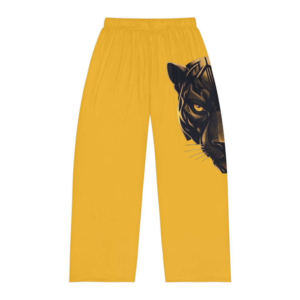 Panther Graphic Pajama Pants — Men's Yellow Lounge Sleepwear
