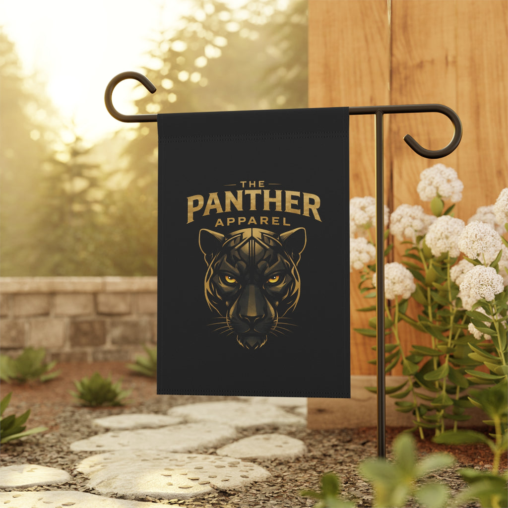 Panther Apparel Garden Flag — Black & Gold Panther Head House Banner