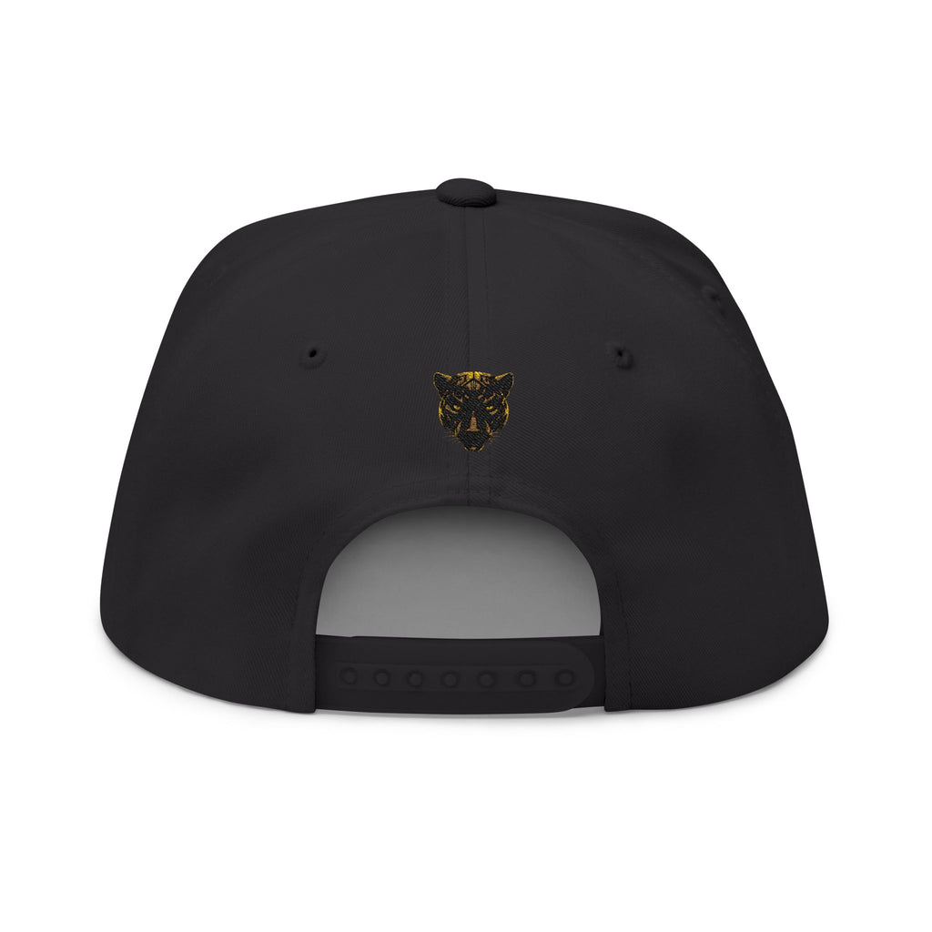 Panther Apparel Embroidered Flat Bill Cap — Gold Floral Logo Snapback