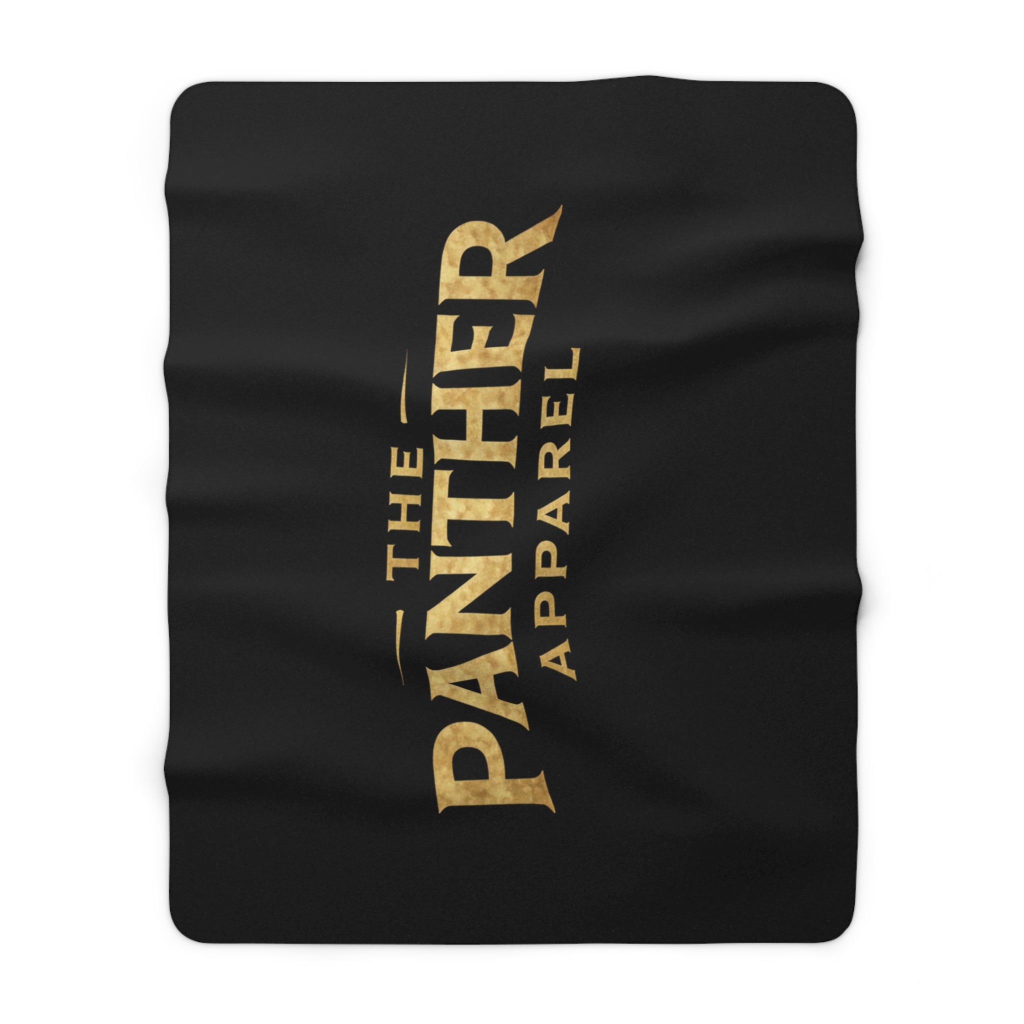 Panther Apparel Sherpa Fleece Blanket — Cozy Black & Gold Logo Throw