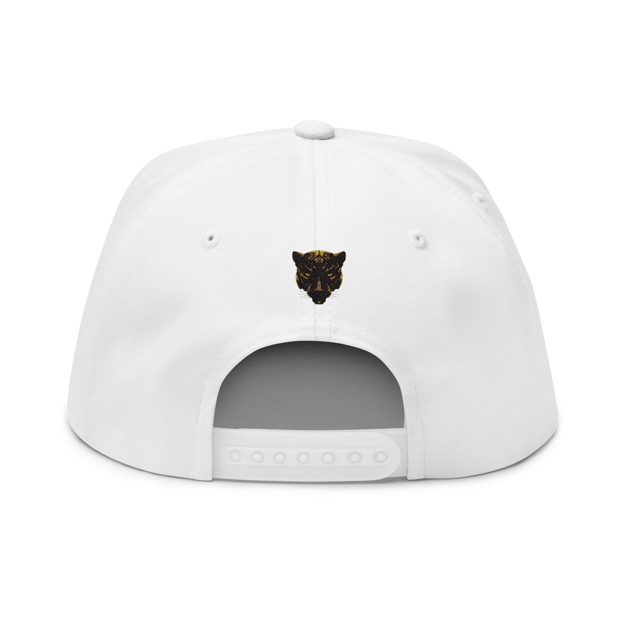 Panther Apparel Embroidered Flat Bill Cap — Gold Floral Logo Snapback