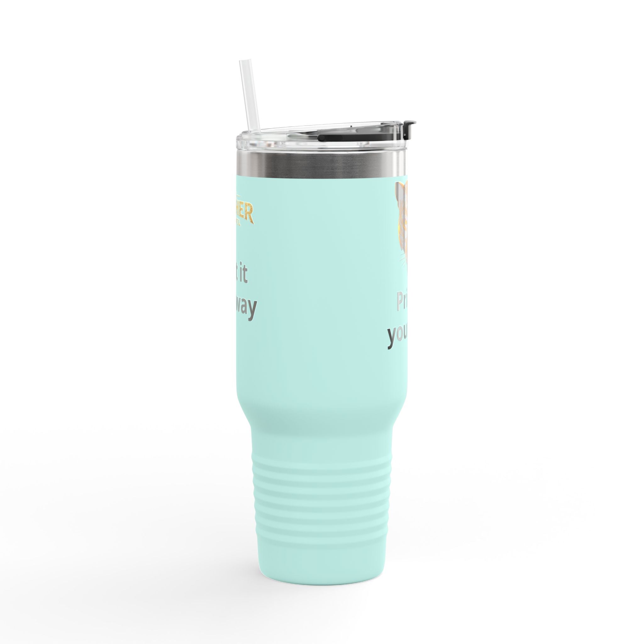 40oz Insulated Travel Mug — Customizable Tiger Print, 'Print It Your Way'