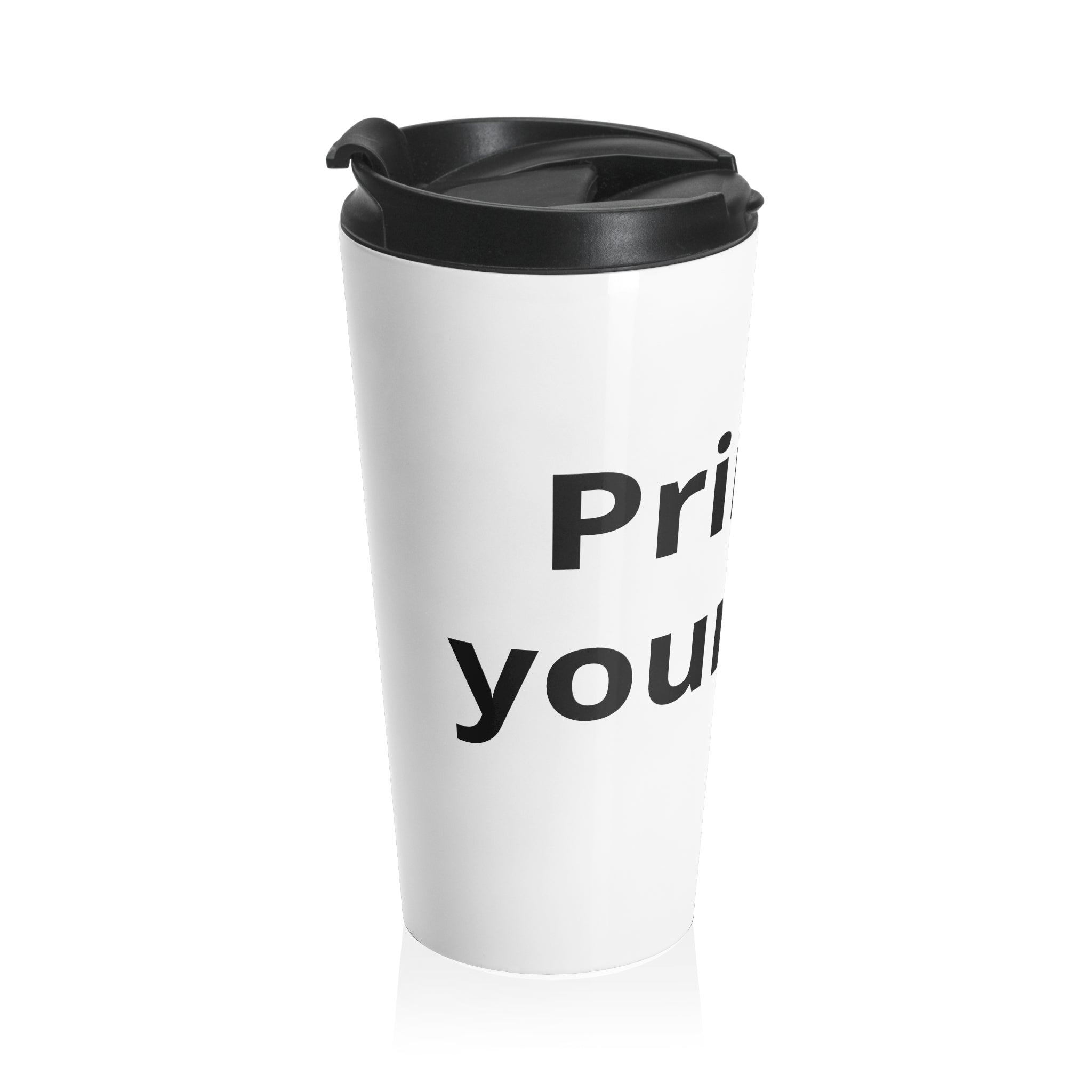 Stainless Steel Travel Mug - Customizable Bold Text Wrap | Insulated Coffee Tumbler