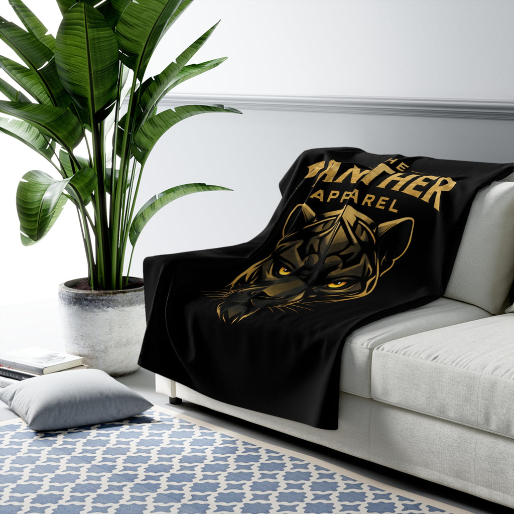 Panther Apparel Sherpa Blanket – Black Panther Head Fleece Throw