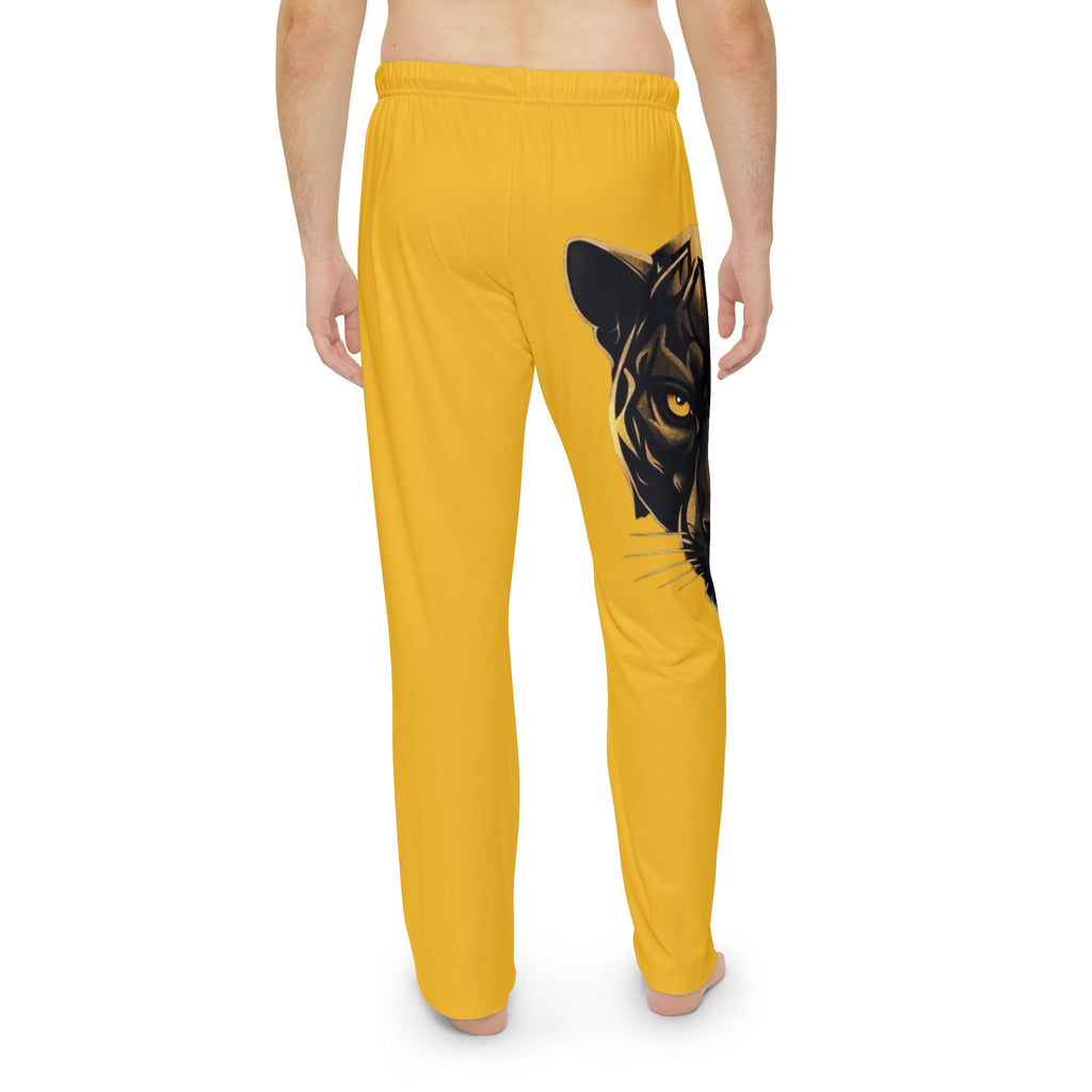 Panther Graphic Pajama Pants — Men's Yellow Lounge Sleepwear