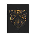 Golden Panther Velveteen Plush Blanket — Luxe Black Animal Face Throw