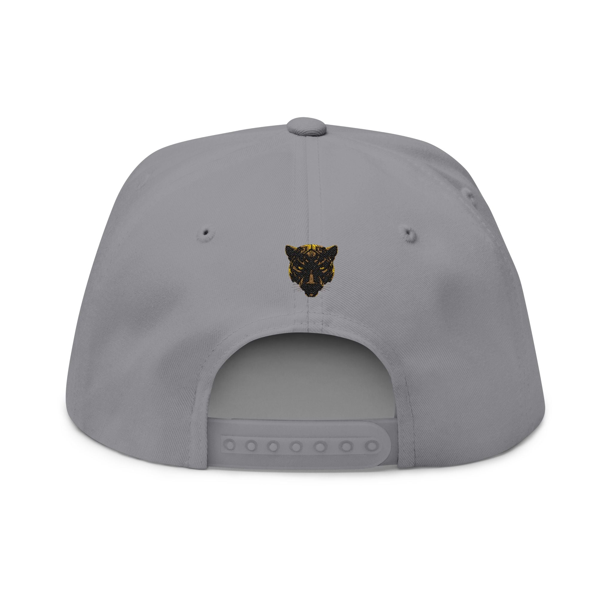 Panther Apparel Embroidered Flat Bill Cap — Gold Floral Logo Snapback