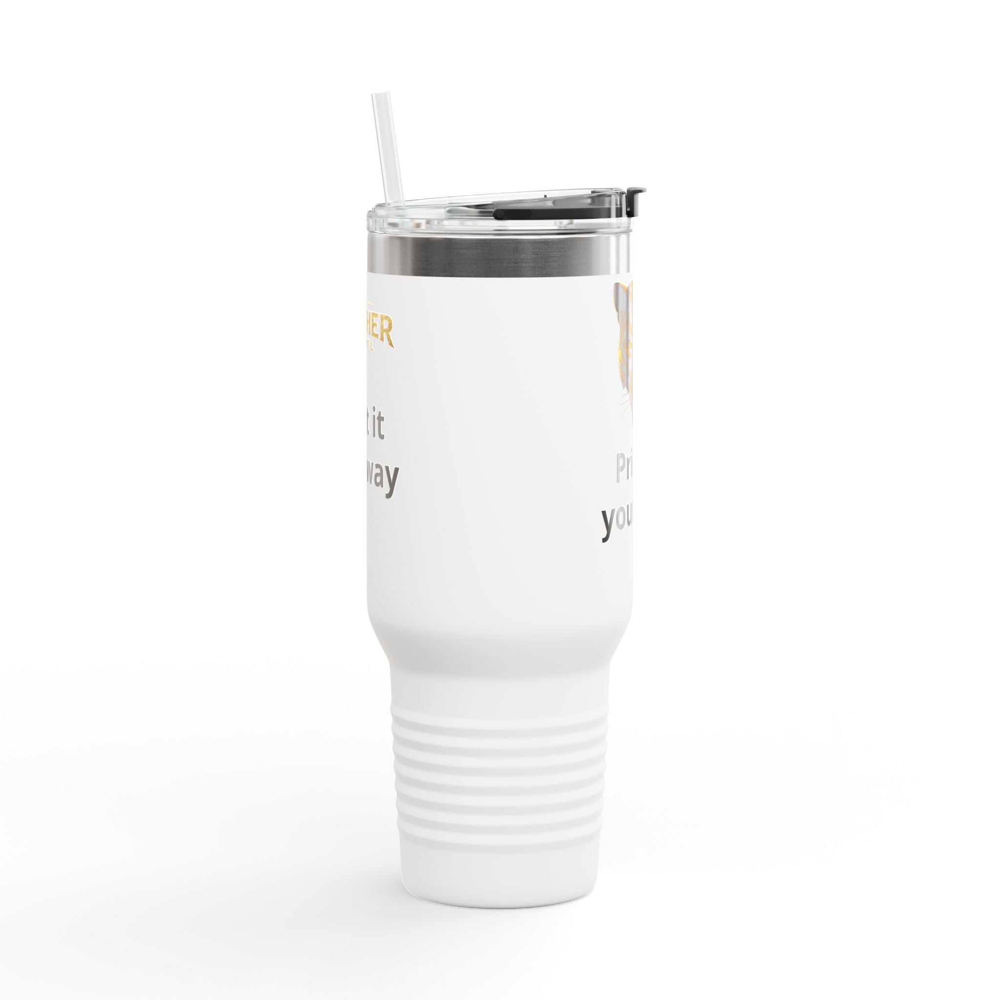 40oz Insulated Travel Mug — Customizable Tiger Print, 'Print It Your Way'