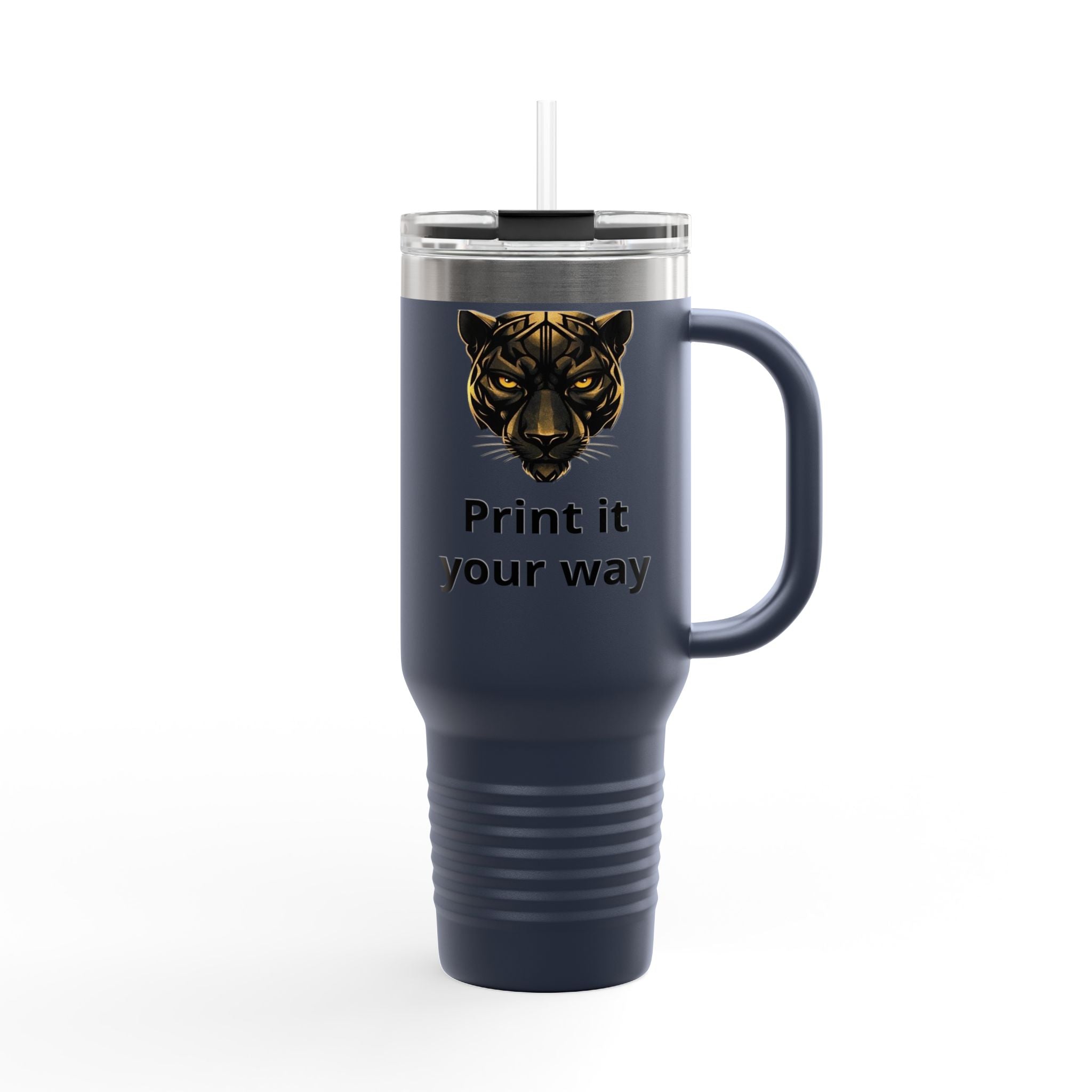 40oz Insulated Travel Mug — Customizable Tiger Print, 'Print It Your Way'