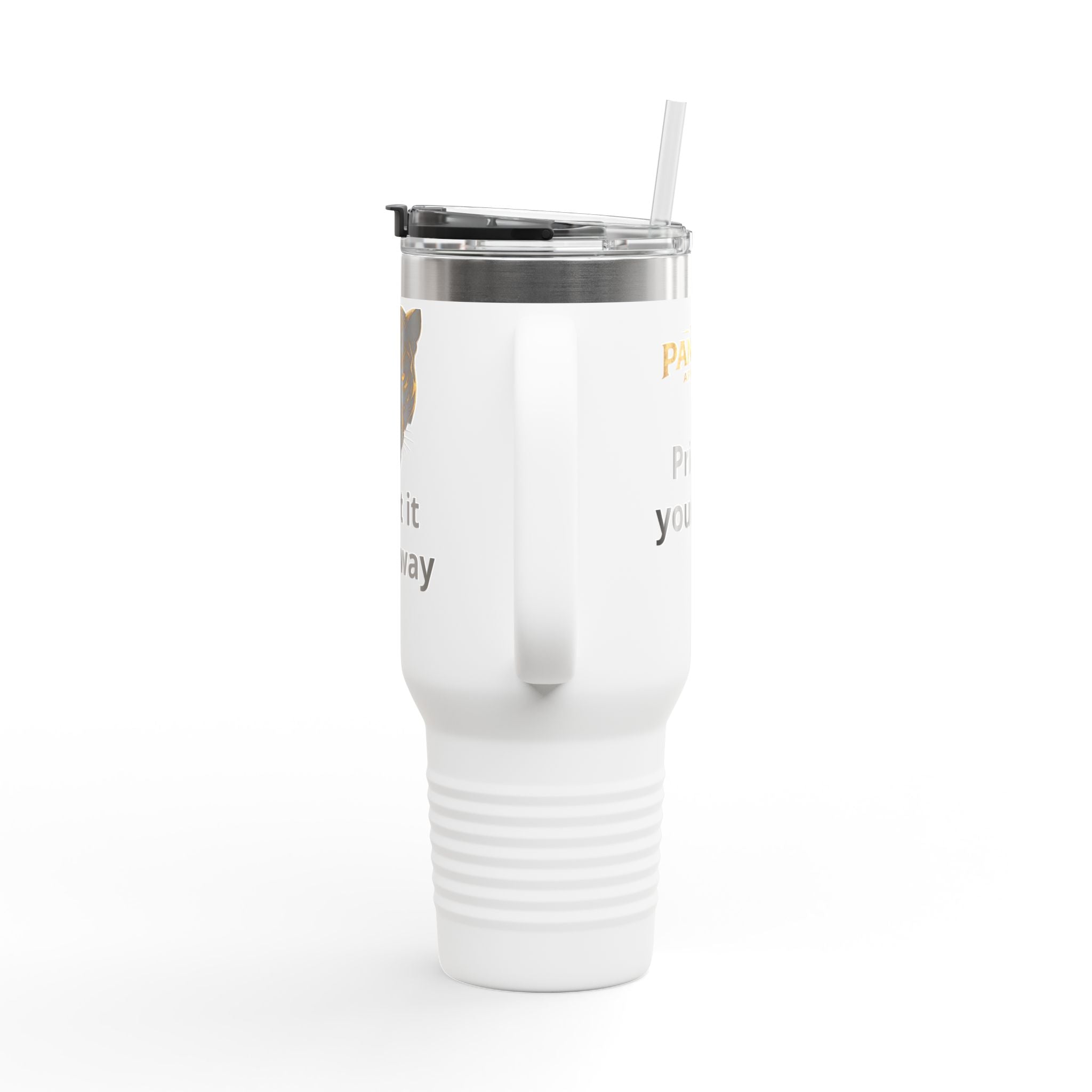 40oz Insulated Travel Mug — Customizable Tiger Print, 'Print It Your Way'