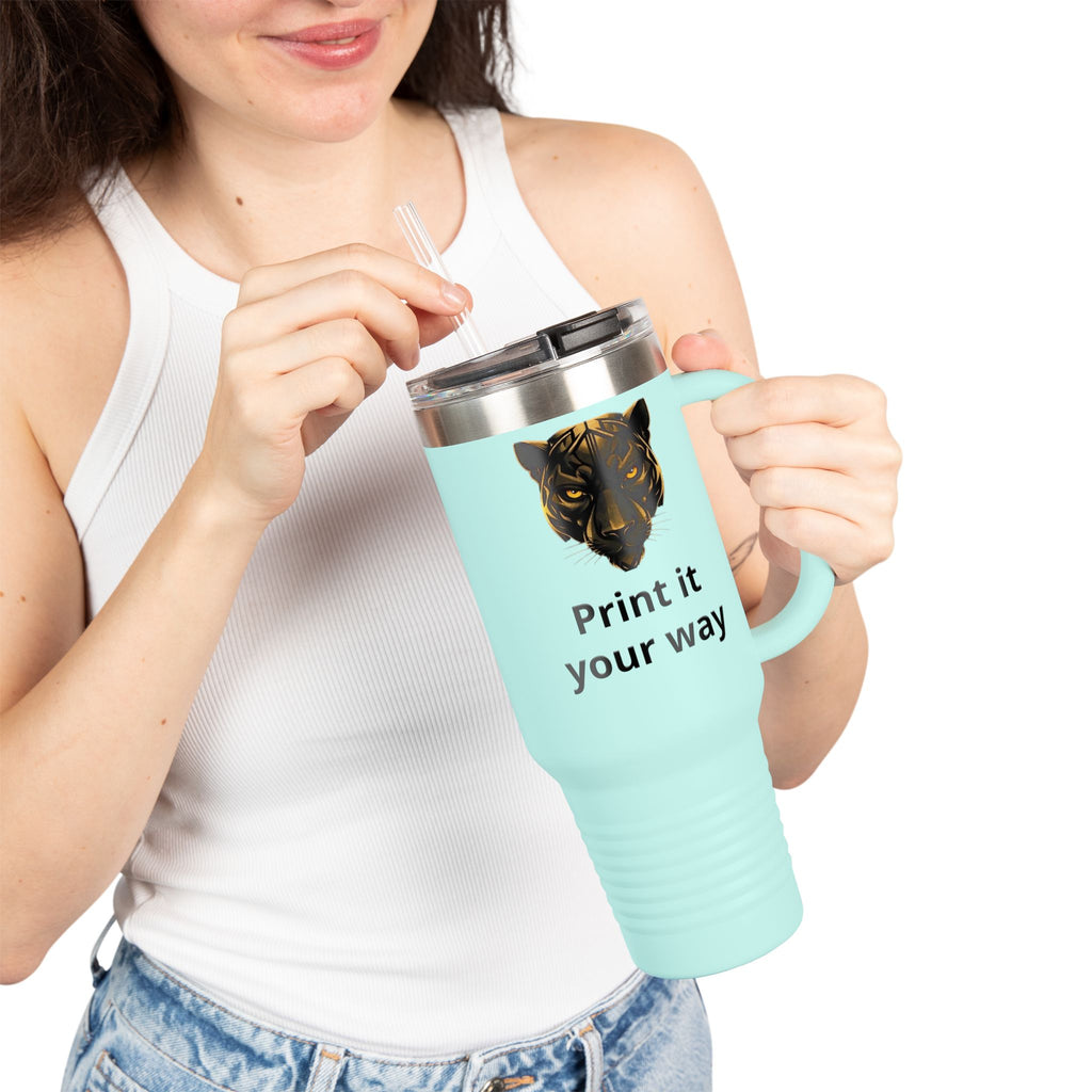 40oz Insulated Travel Mug — Customizable Tiger Print, 'Print It Your Way'